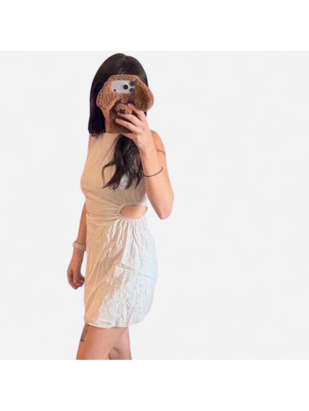 Women's White and Cream Dress